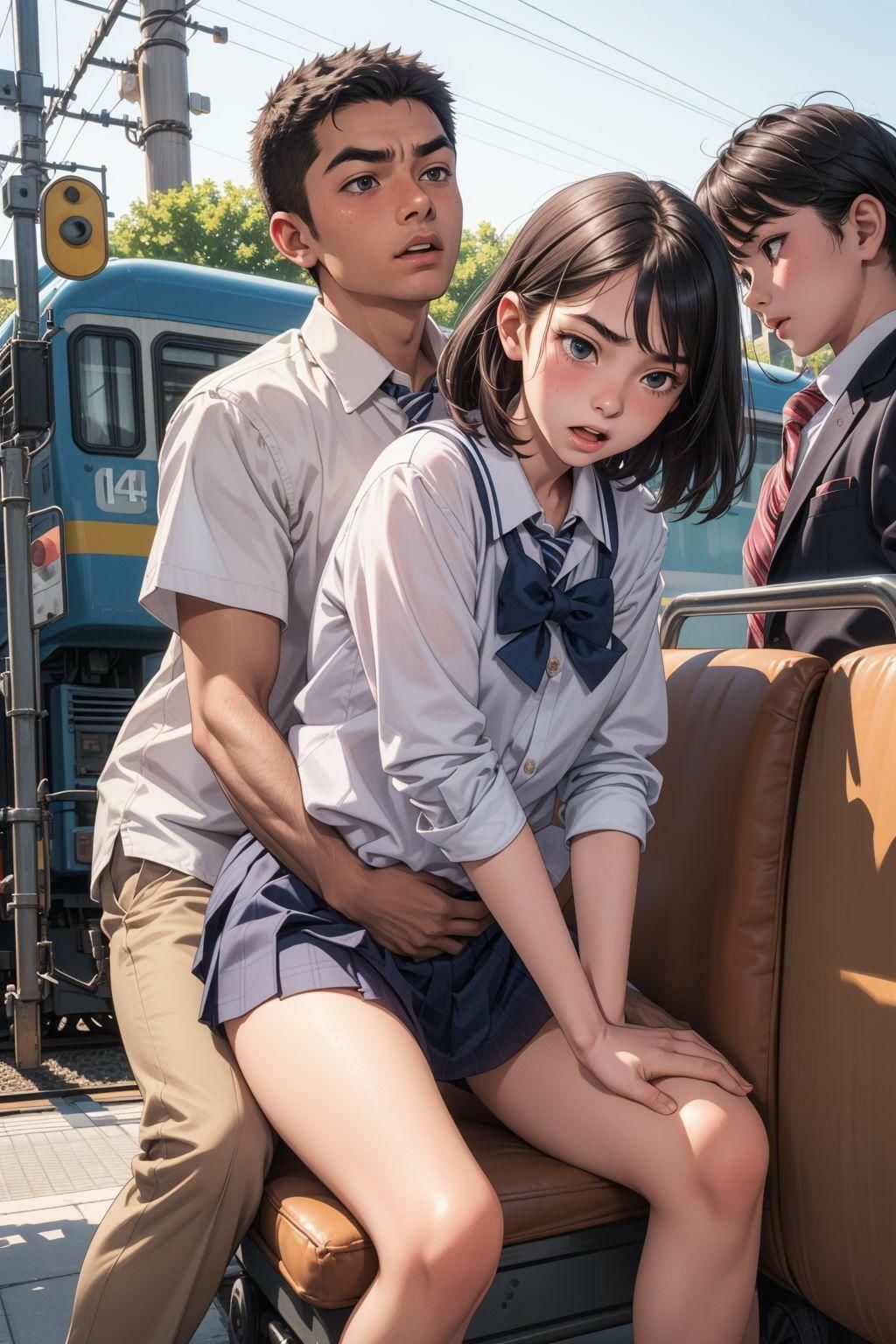 制服少女に触っちゃOH!