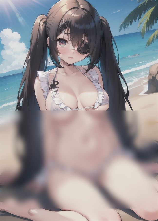 眼帯少女|スケスケ水着を着て...
