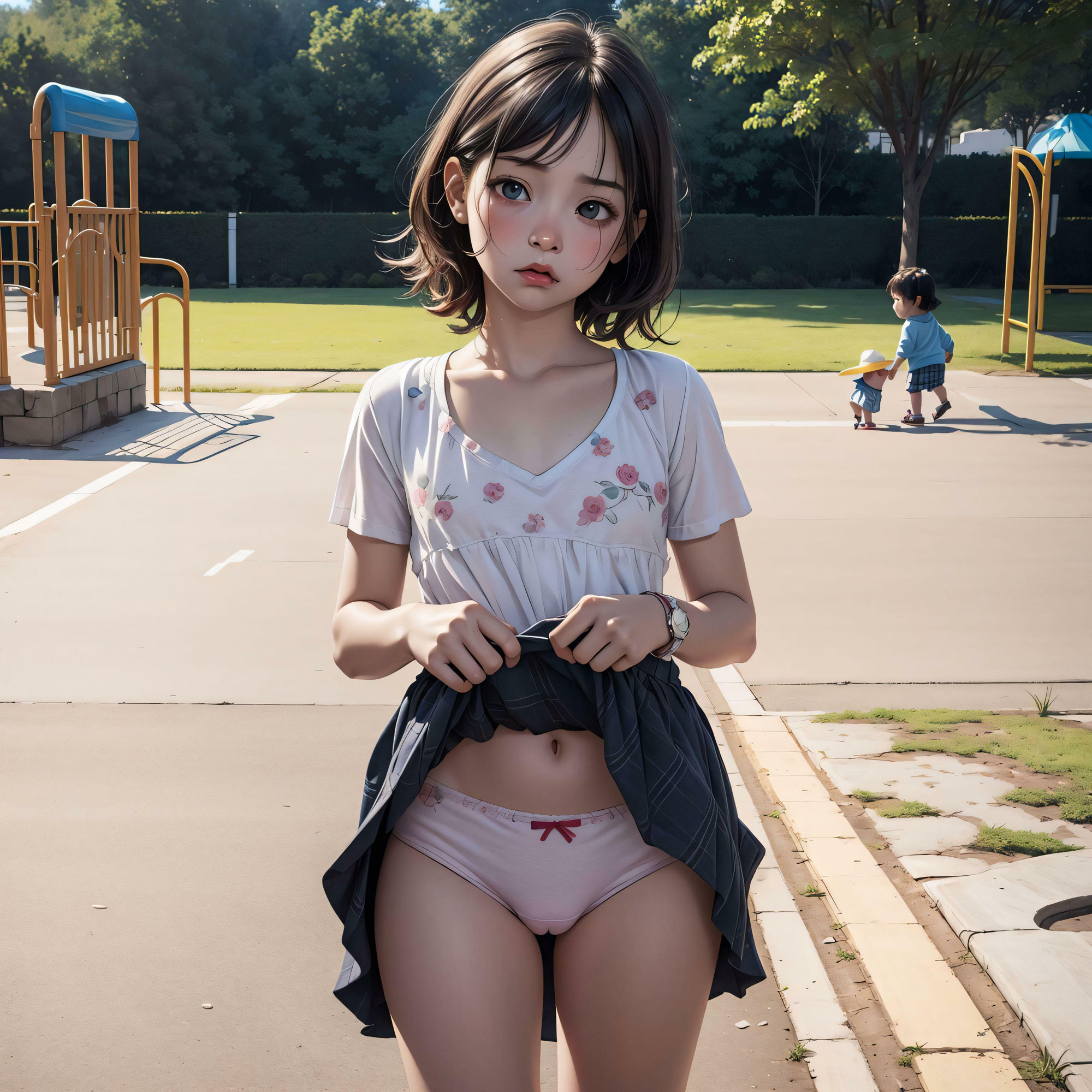 公園にいる少女たち 綿パンツ 〜カラフルエディション〜