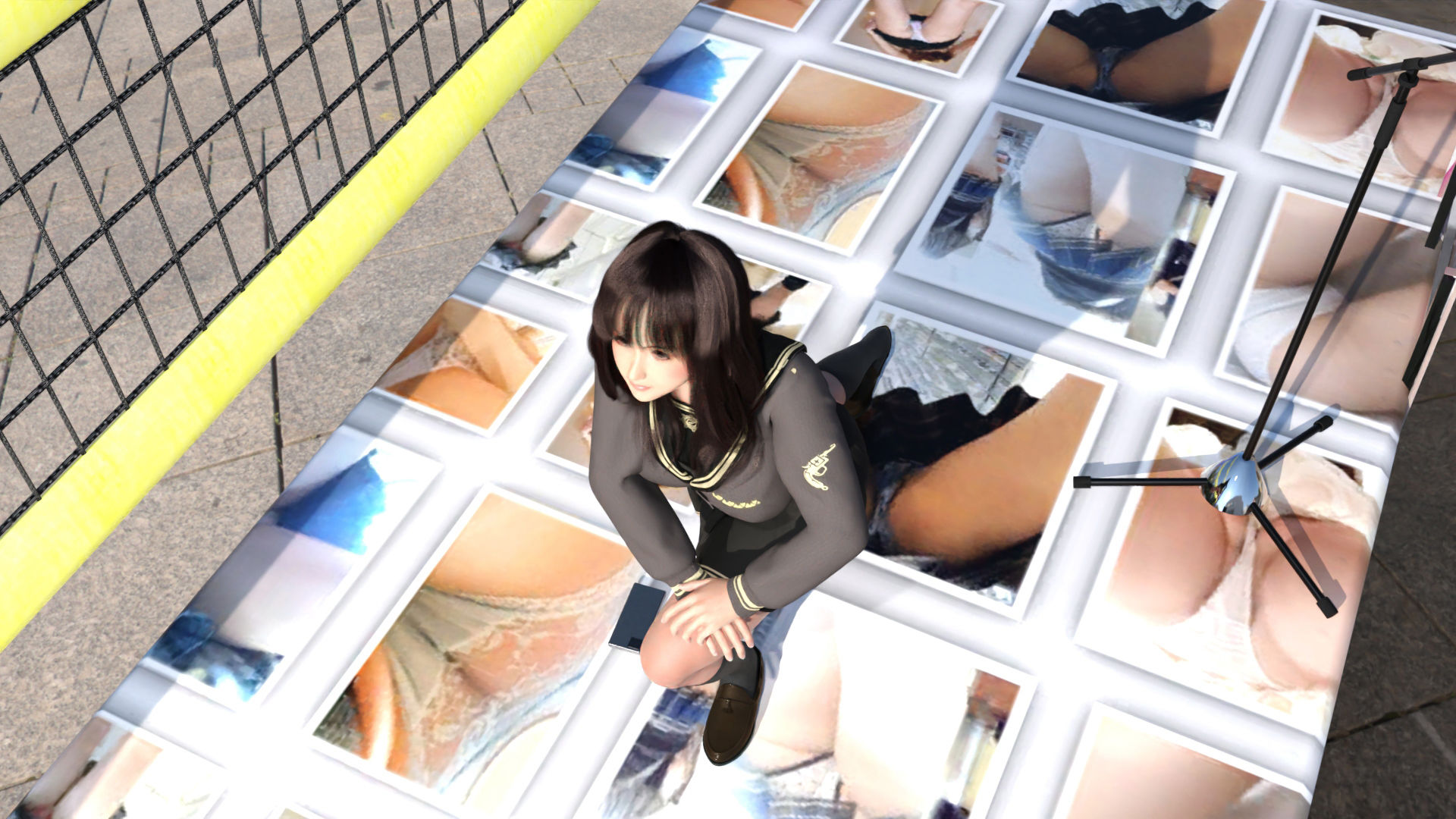 盗撮実現党の党員として公認を受けた女性候補『本藤まな』番外編:早朝の街頭演説前の準備運動・PV02（黒水玉柄パンティ編）⇒の直後、まなのお尻を見てムラムラしガマンできなくなった御手洗党首に後ろから犯○れる