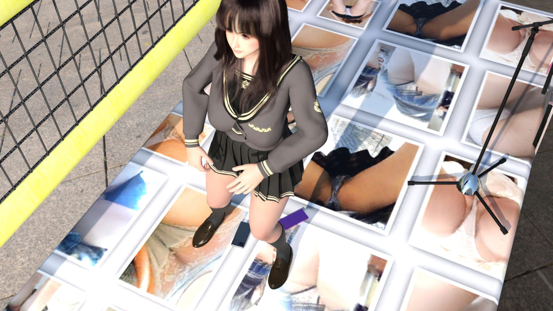 盗撮実現党の党員として公認を受けた女性候補『本藤まな』番外編:早朝の街頭演説前の準備運動・PV02（黒水玉柄パンティ編）⇒の直後、まなのお尻を見てムラムラしガマンできなくなった御手洗党首に後ろから犯○れる