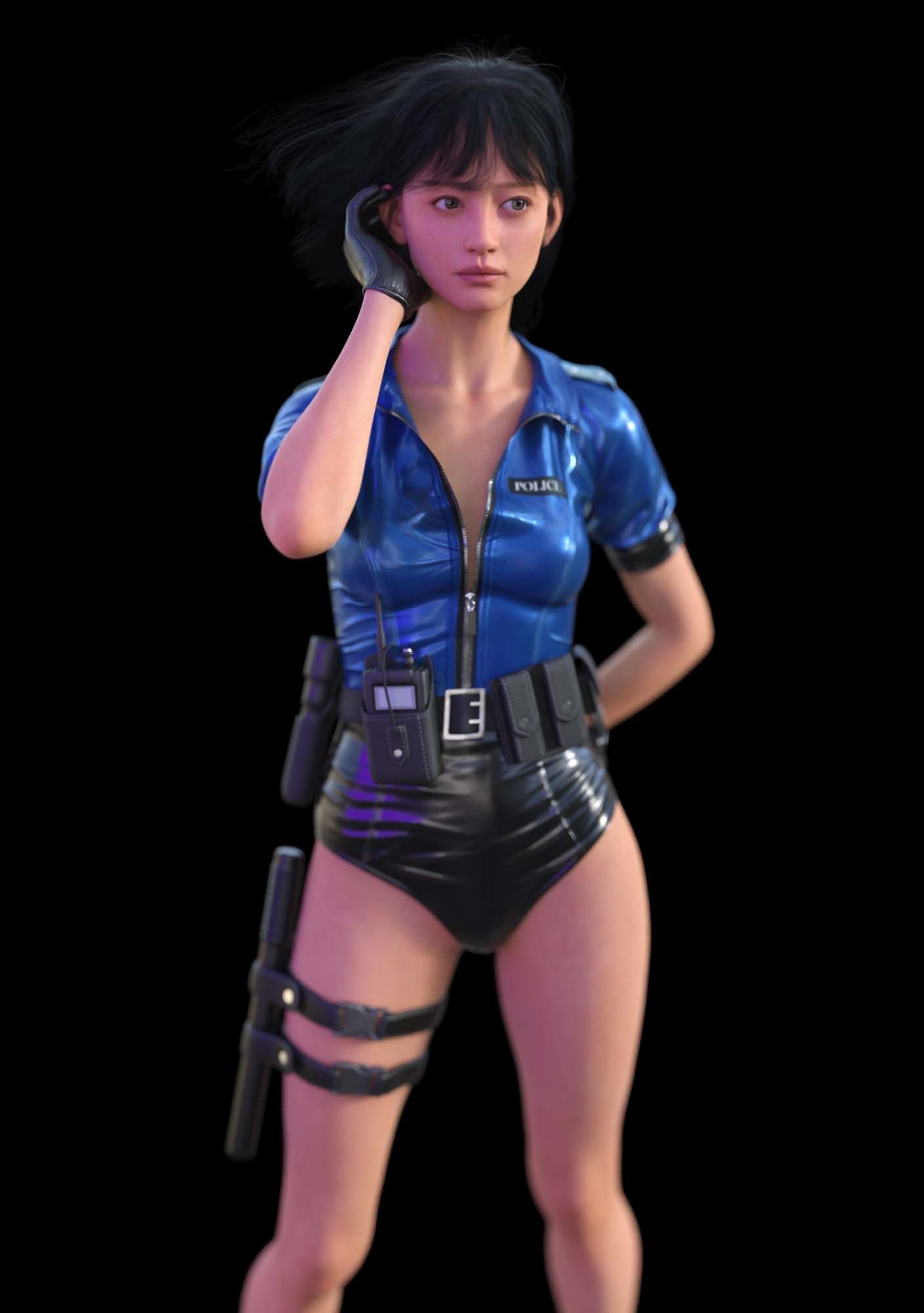 ミニスカポリス黒と白