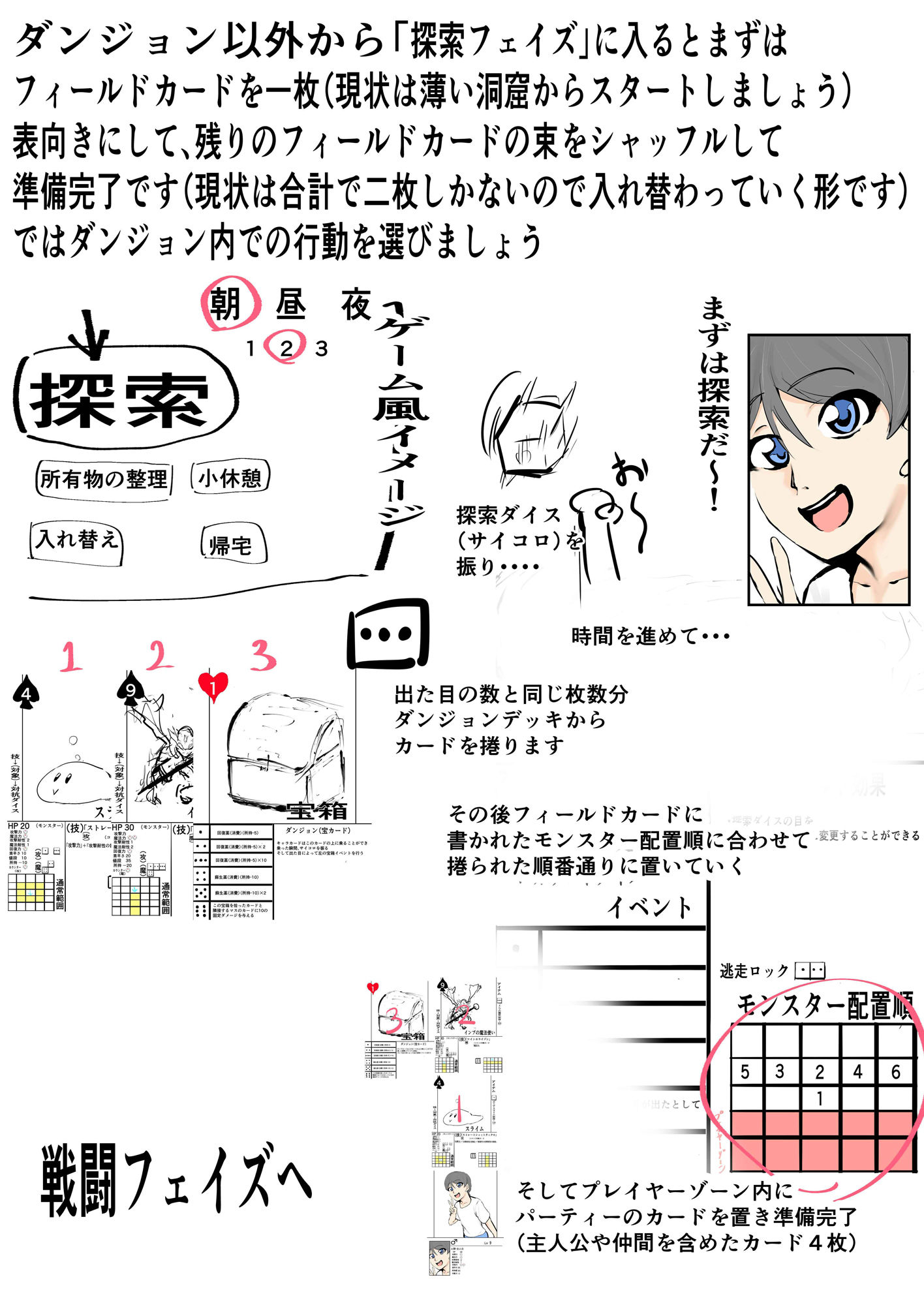 【無料】一人用ダンジョンRPG風アナログゲーム「ダンジョンもぐり」(プロトタイプ)