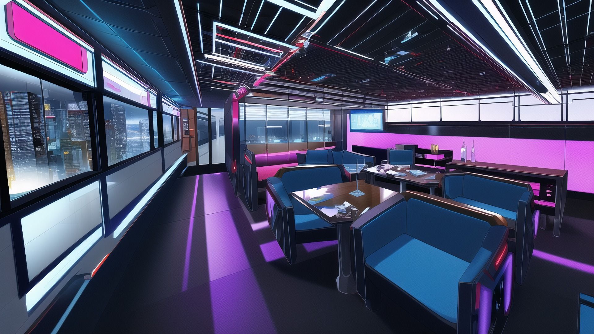 【アニメ調のサイバーパンク背景】著作権フリーの高解像度画像（100枚）