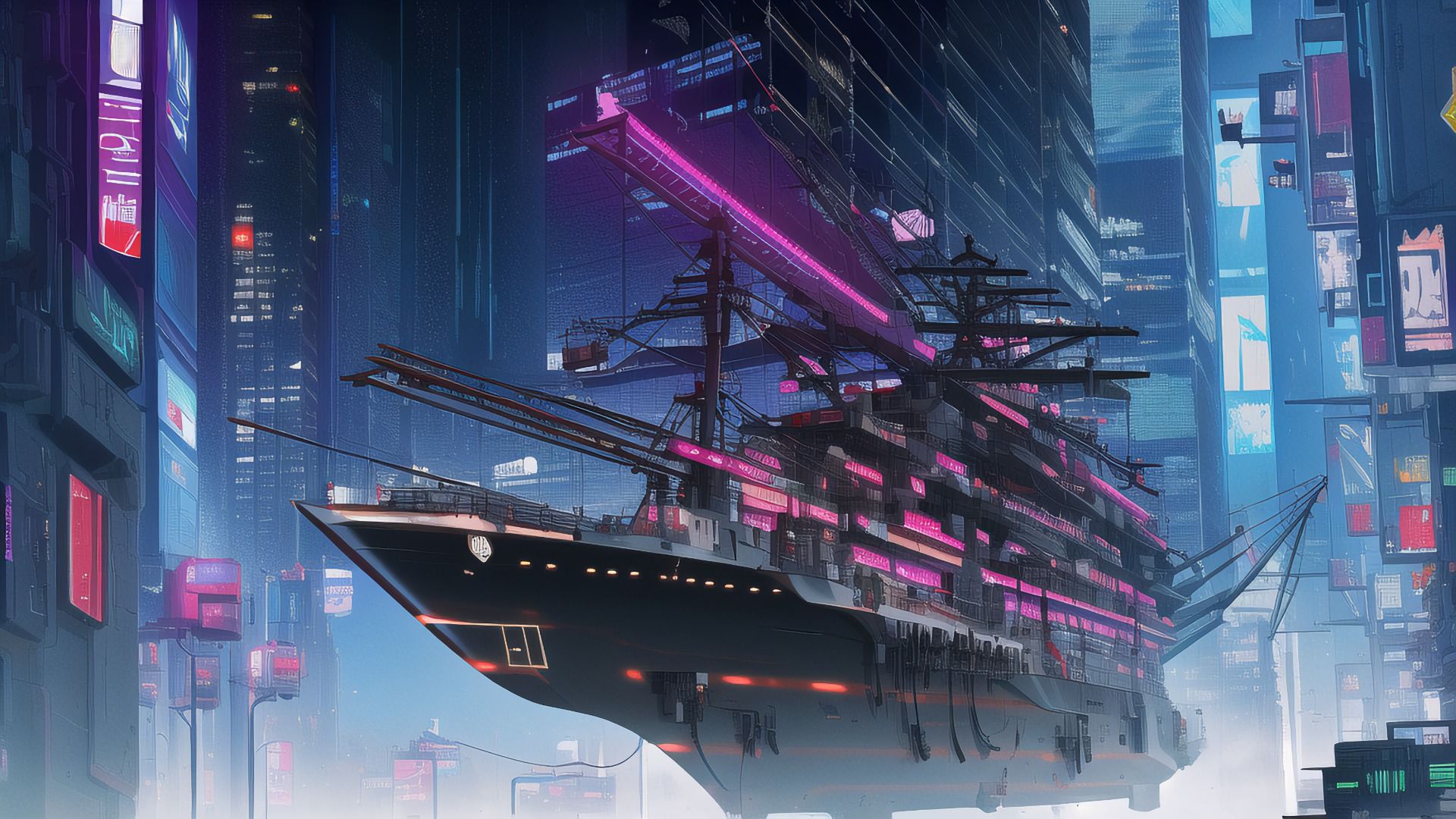 【アニメ調のサイバーパンク背景】著作権フリーの高解像度画像（100枚）