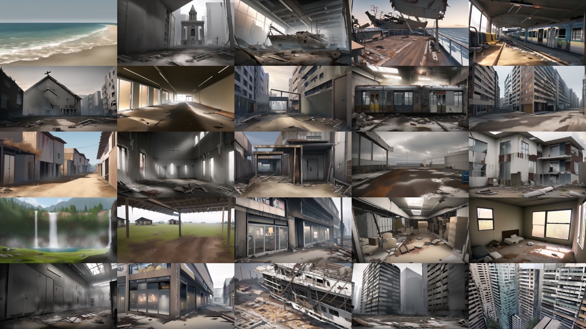 【アニメ調の廃墟系背景】著作権フリーの高解像度画像（100枚）