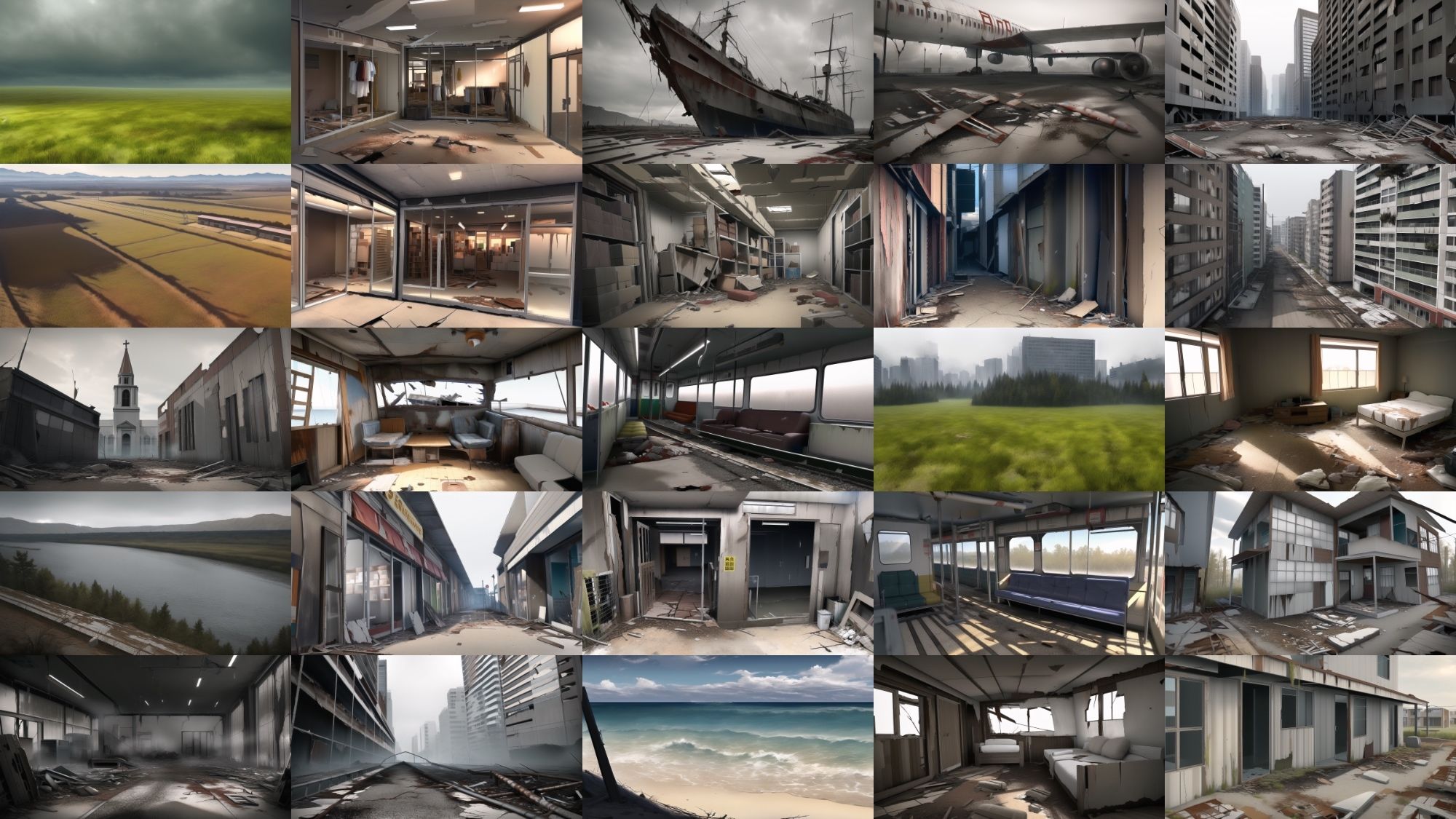 【アニメ調の廃墟系背景】著作権フリーの高解像度画像（100枚）