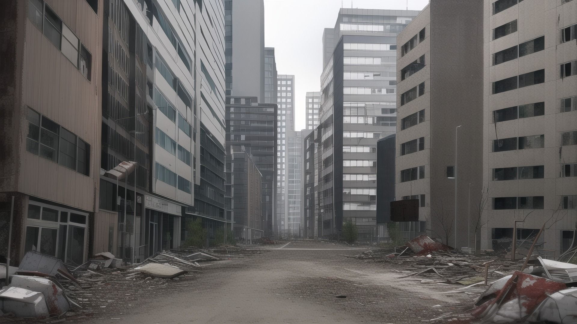 【アニメ調の廃墟系背景】著作権フリーの高解像度画像（100枚）