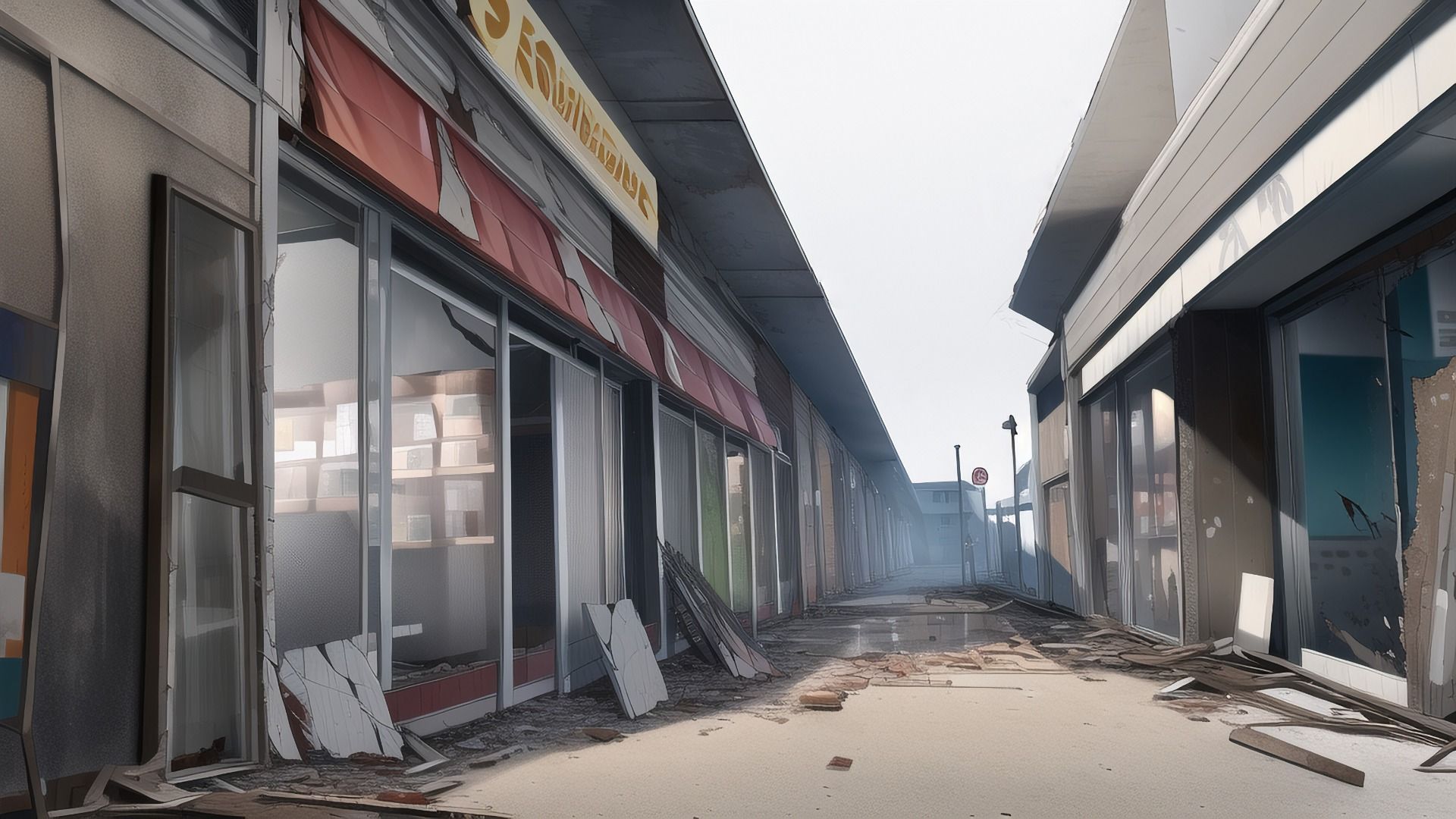 【アニメ調の廃墟系背景】著作権フリーの高解像度画像（100枚）