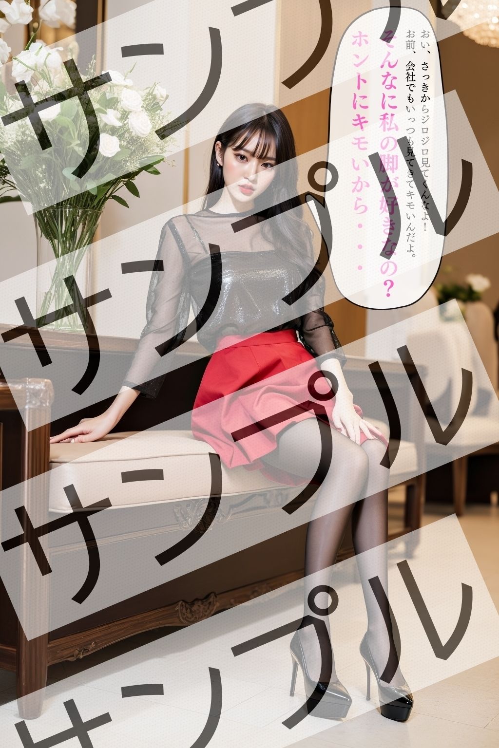 同僚OLのミニスカ&極薄黒ストッキング&エロいパンプス - Colleague office lady’s miniskirt, ultra-thin black stockings, and erotic pumps -
