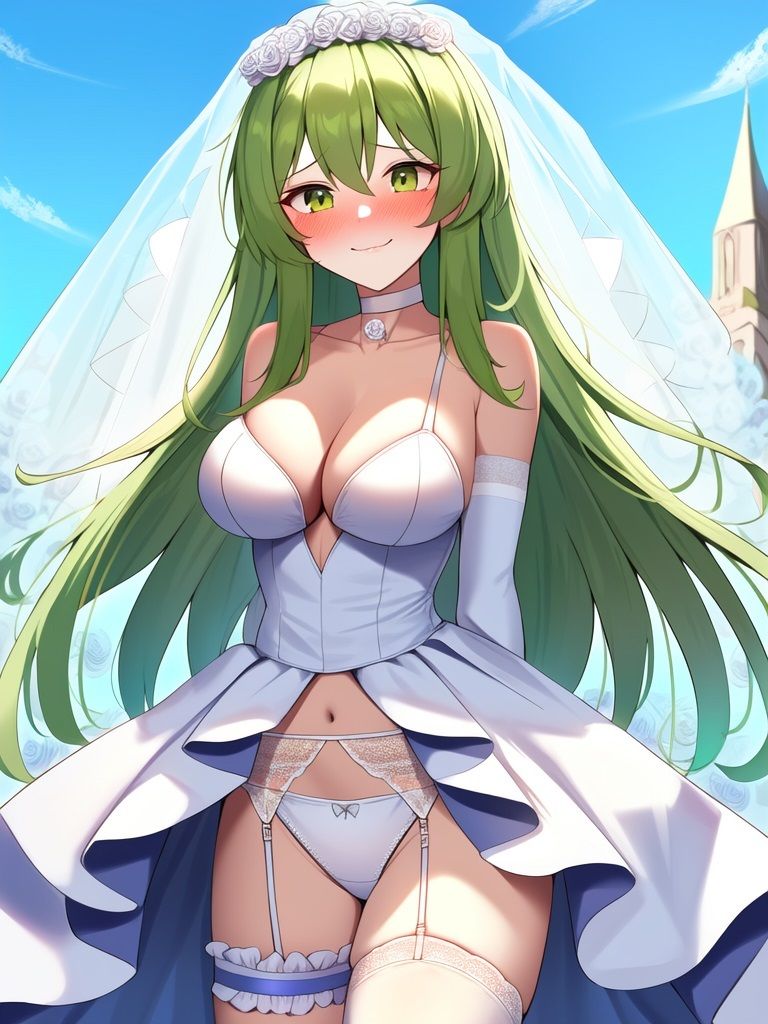 恥ずかしい花嫁になった女の子のAIイラスト集