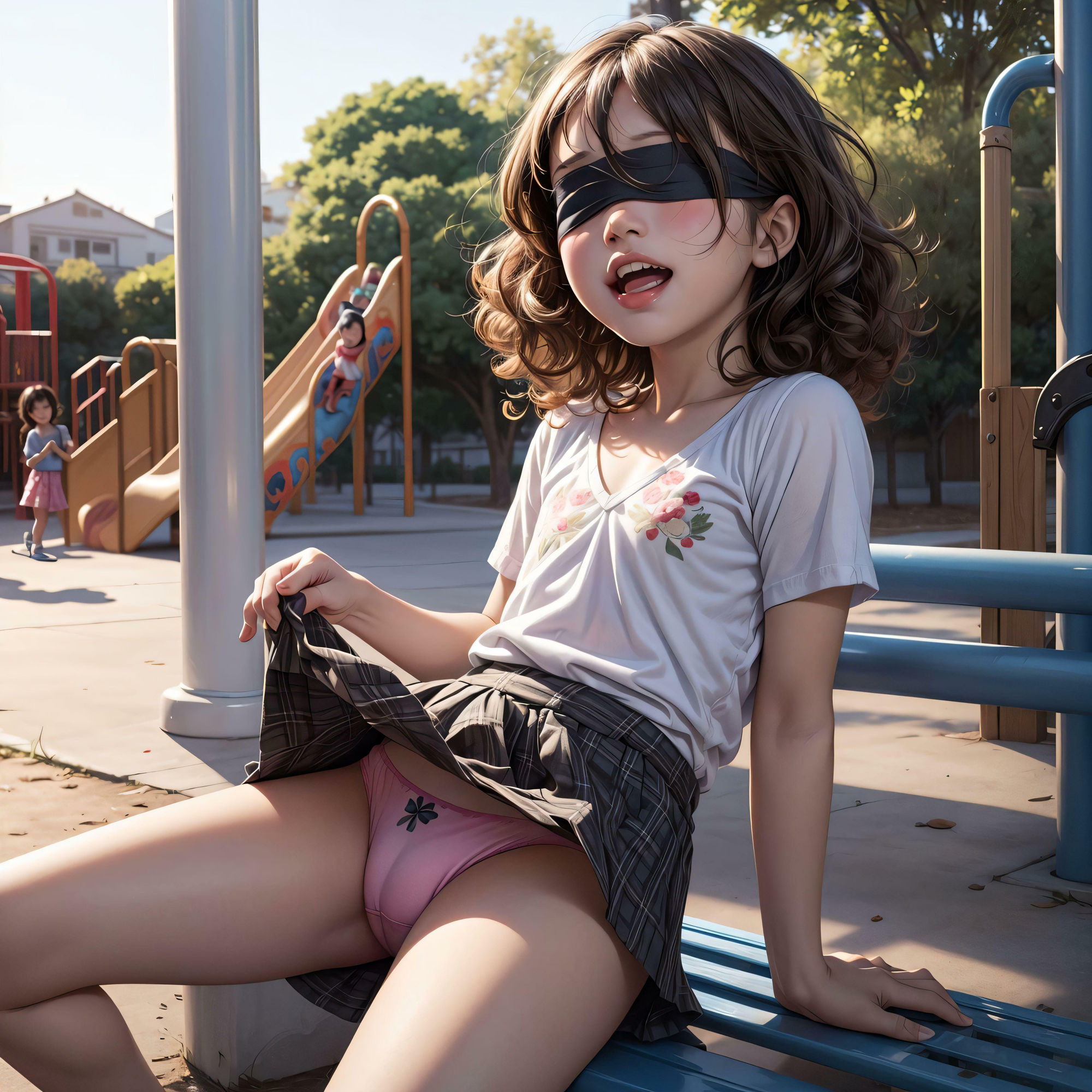 皺まで再現された綿パンツ〜公園編〜