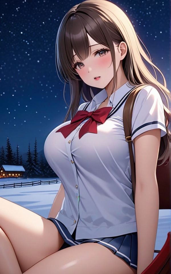 先輩と一緒にゲレンデで星空見たいな 巨乳制服女子は色気がすごい