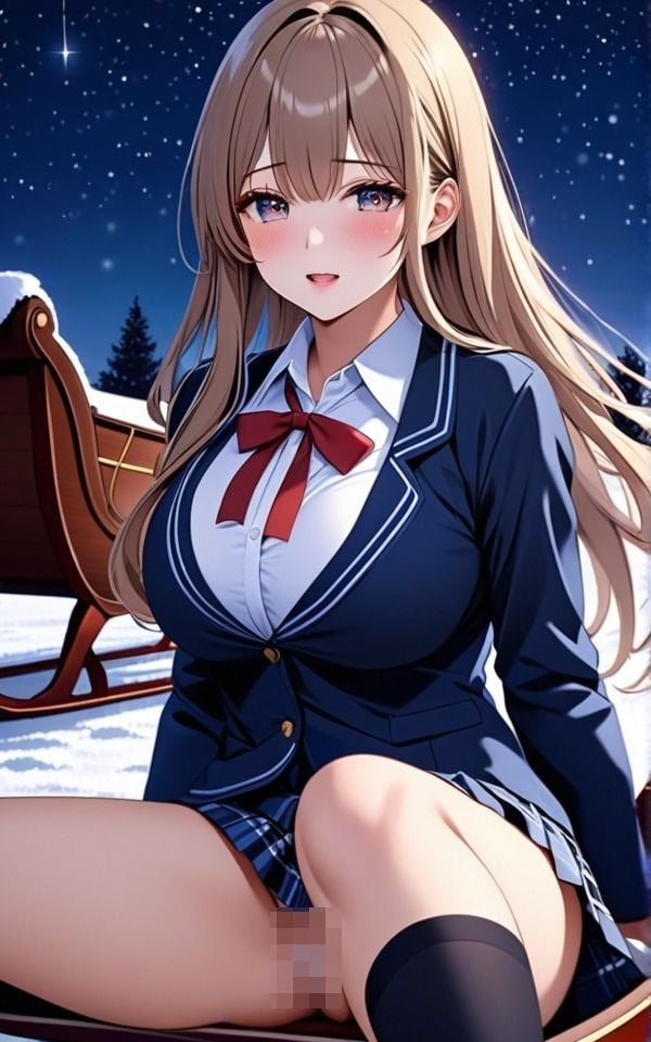 先輩と一緒にゲレンデで星空見たいな 巨乳制服女子は色気がすごい