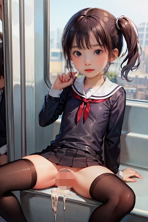 痴●専用車両で通学電車のちっぱい女子校生に強●中出し