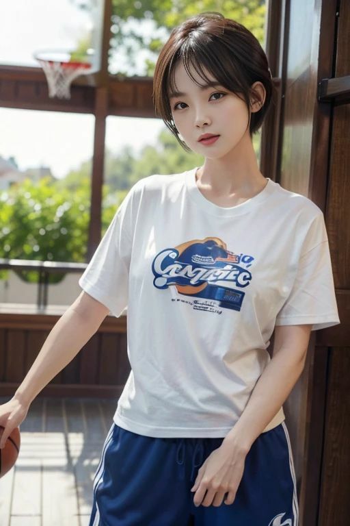 AI美女バスケットボールショット: スポーツとグラビアの融合