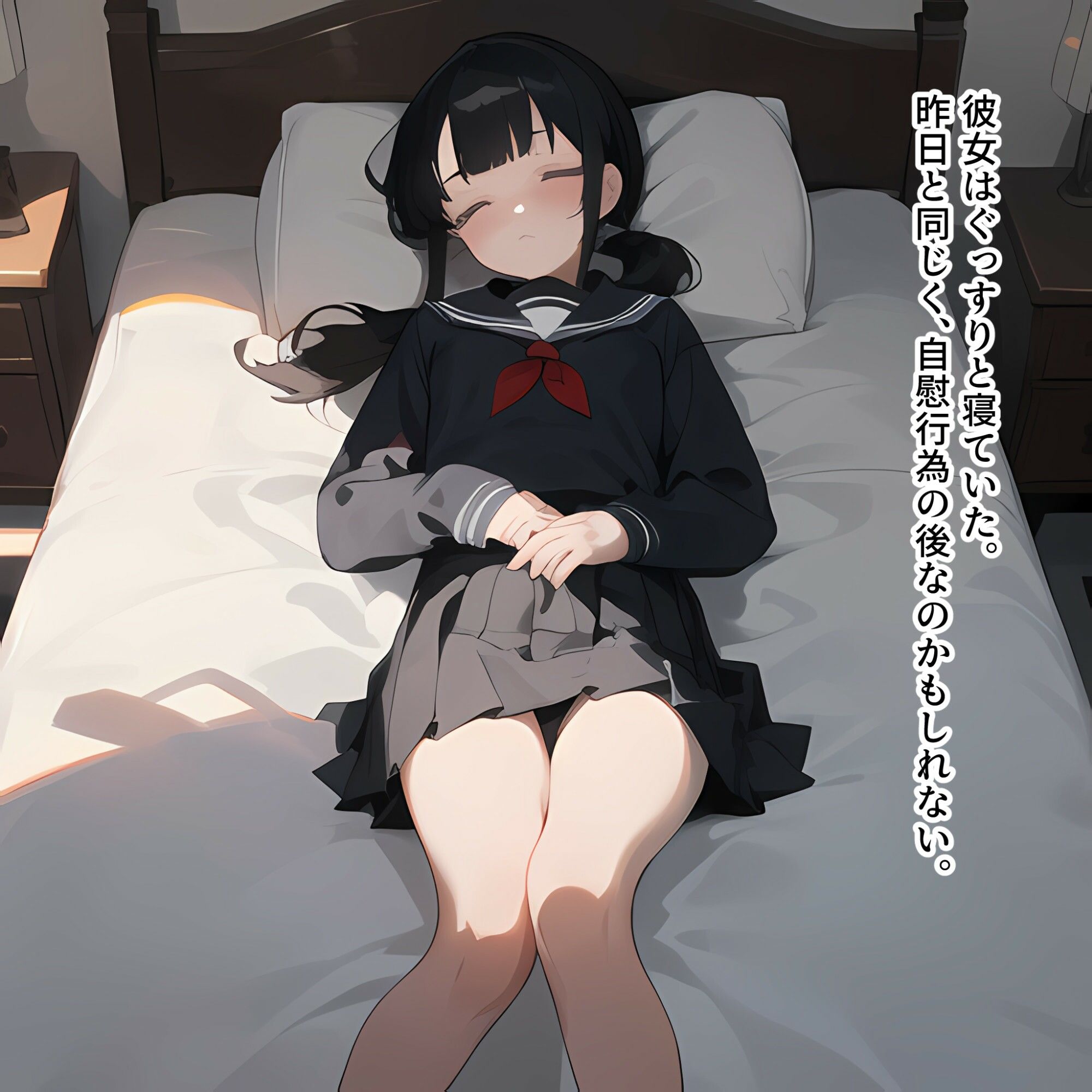 寝ている妹にいたずらする話(セーラー冬服)