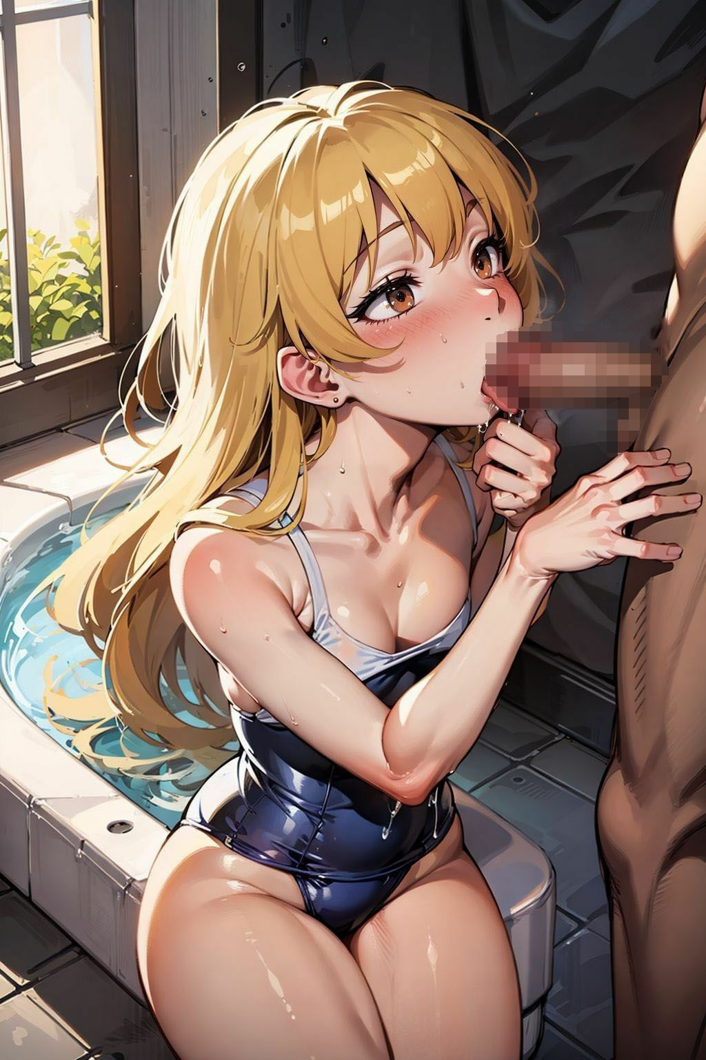 スク水姿の女子校生/浴室に連れ込みエッ〇!清楚な外見とは裏腹に