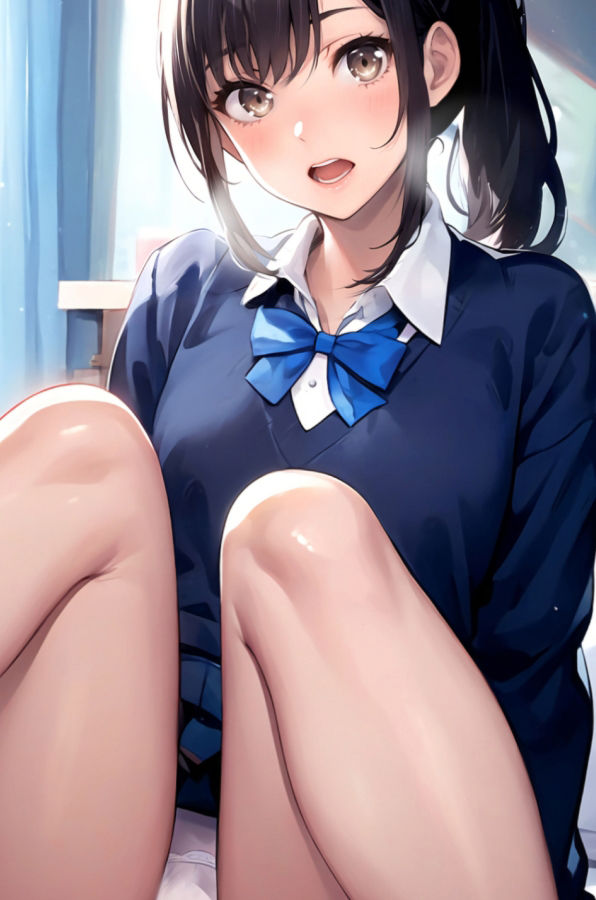 冬の生足+風のいたずら