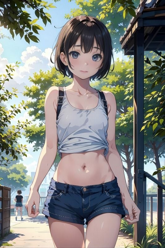 【無料】美少女タンクトップ＋ホットパンツイラスト集