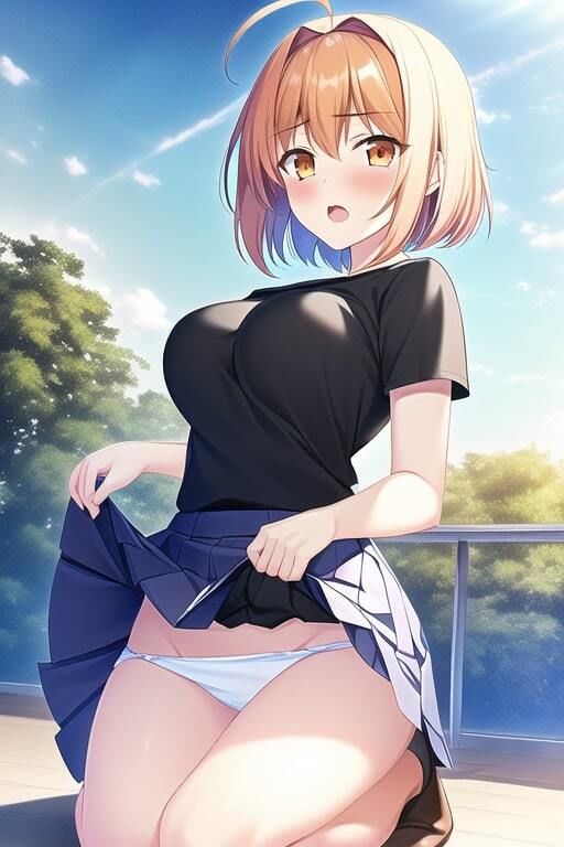 スカートたくしあげ×恥じらい