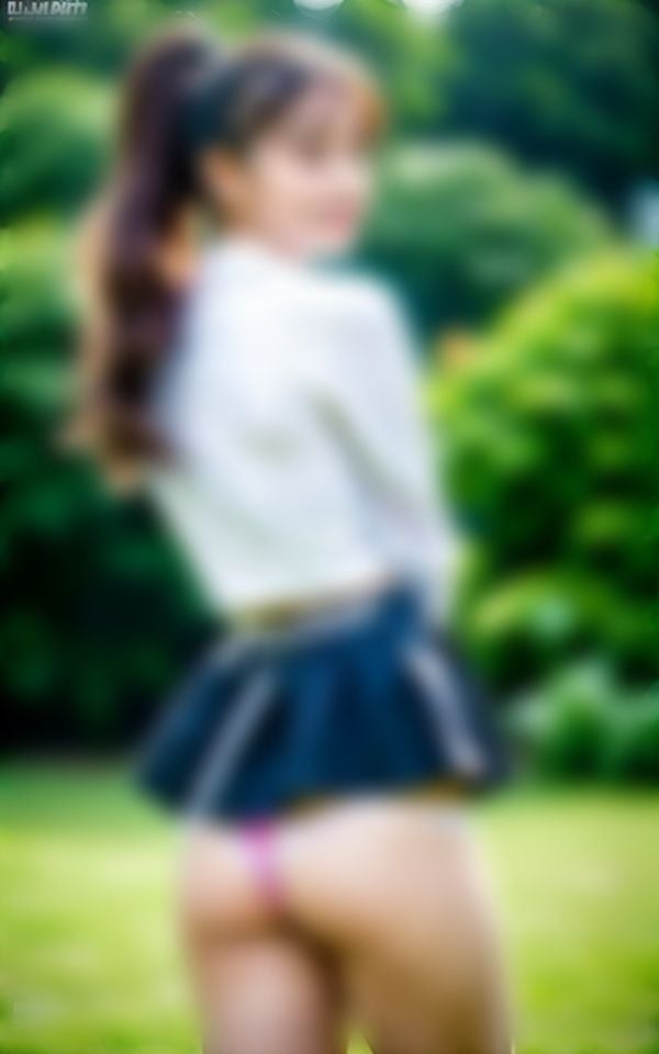 【制服パンチラ】風が邪魔してスカートが…Tバックぱんてぃ