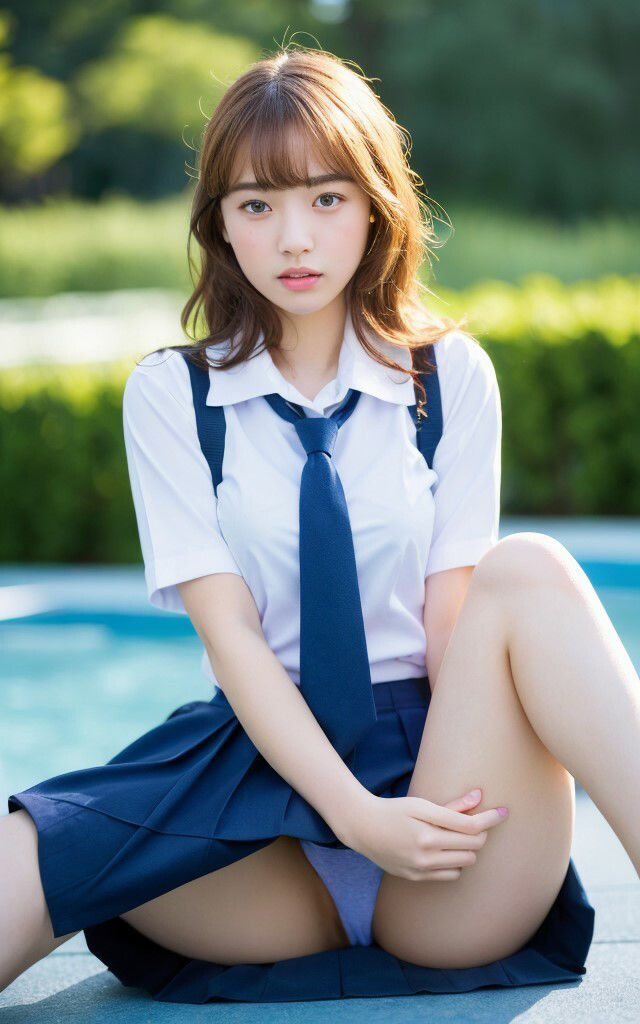 乱れ気味の制服から見えた時のお得感。AIグラビア写真集