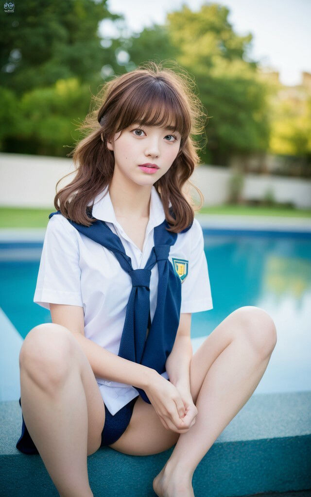 乱れ気味の制服から見えた時のお得感。AIグラビア写真集