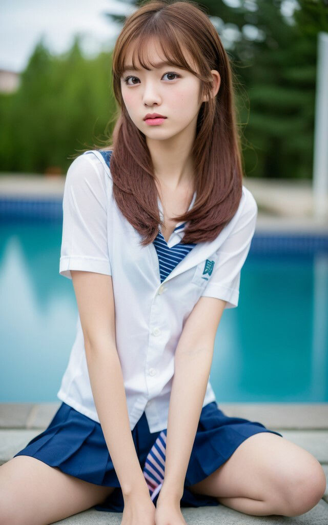 乱れ気味の制服から見えた時のお得感。AIグラビア写真集