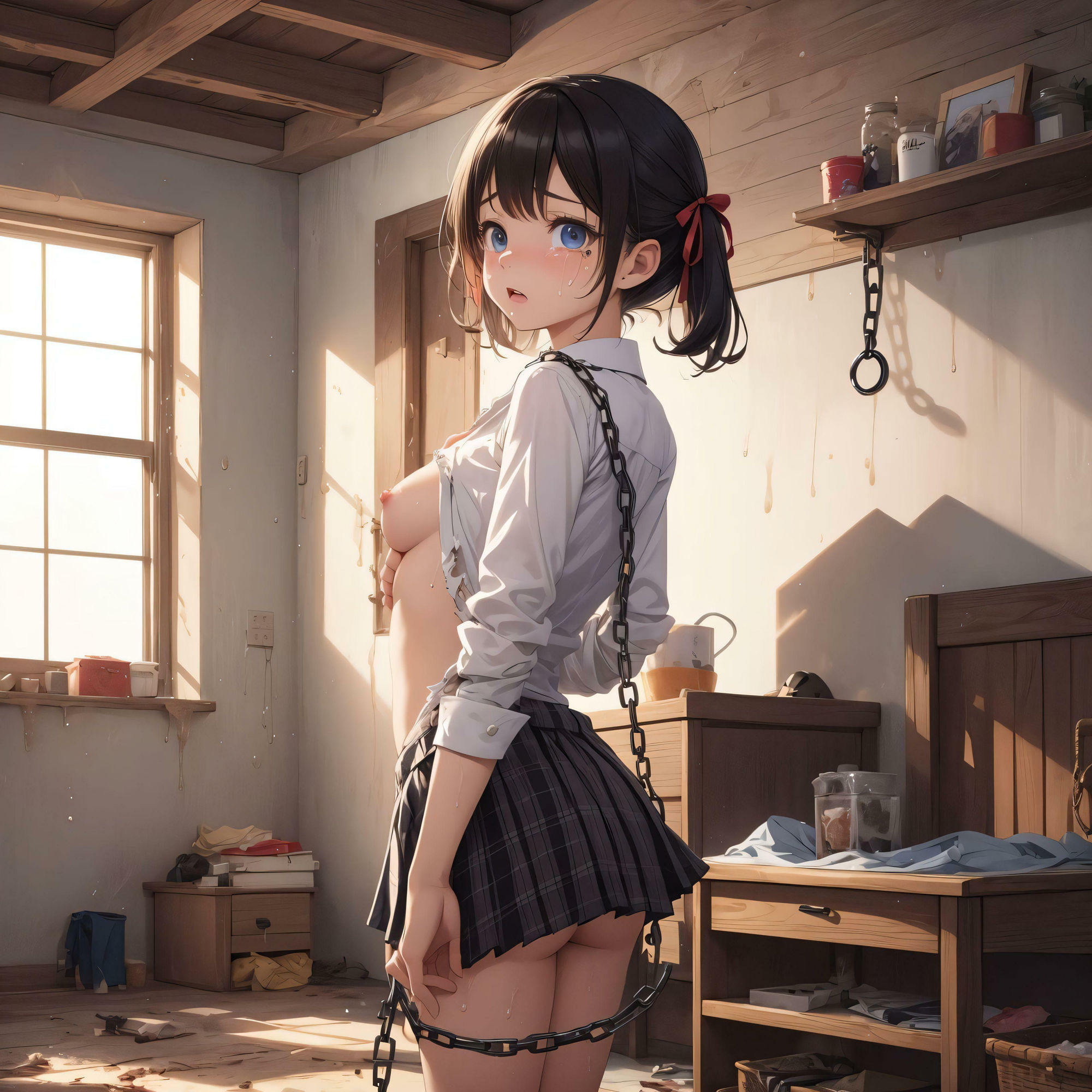 鎖でつながれた少女