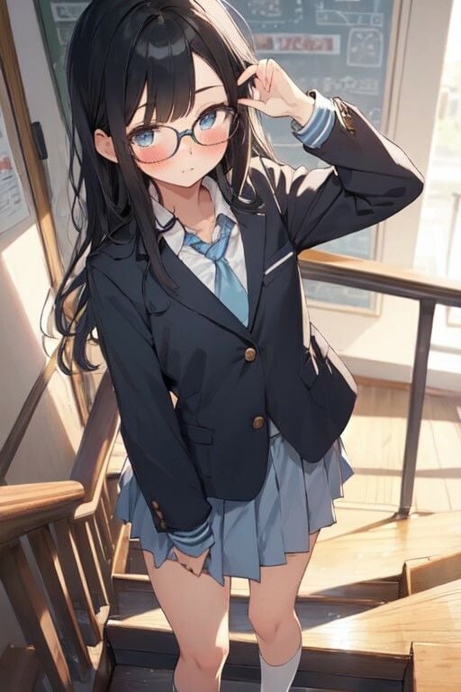 黒髪メガネ少女のちょっとえっちな画像