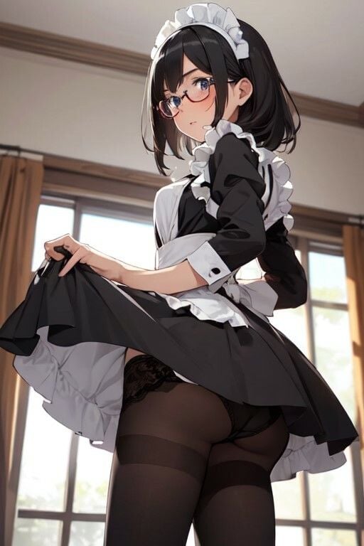 黒髪メガネ少女のちょっとえっちな画像