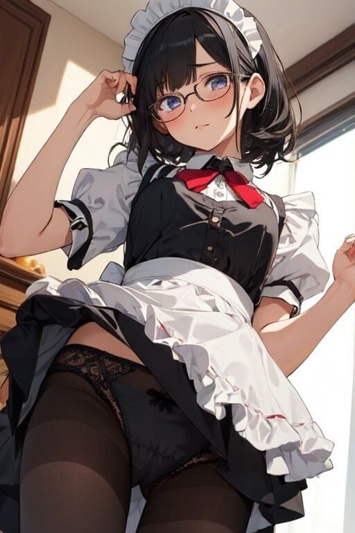 黒髪メガネ少女のちょっとえっちな画像