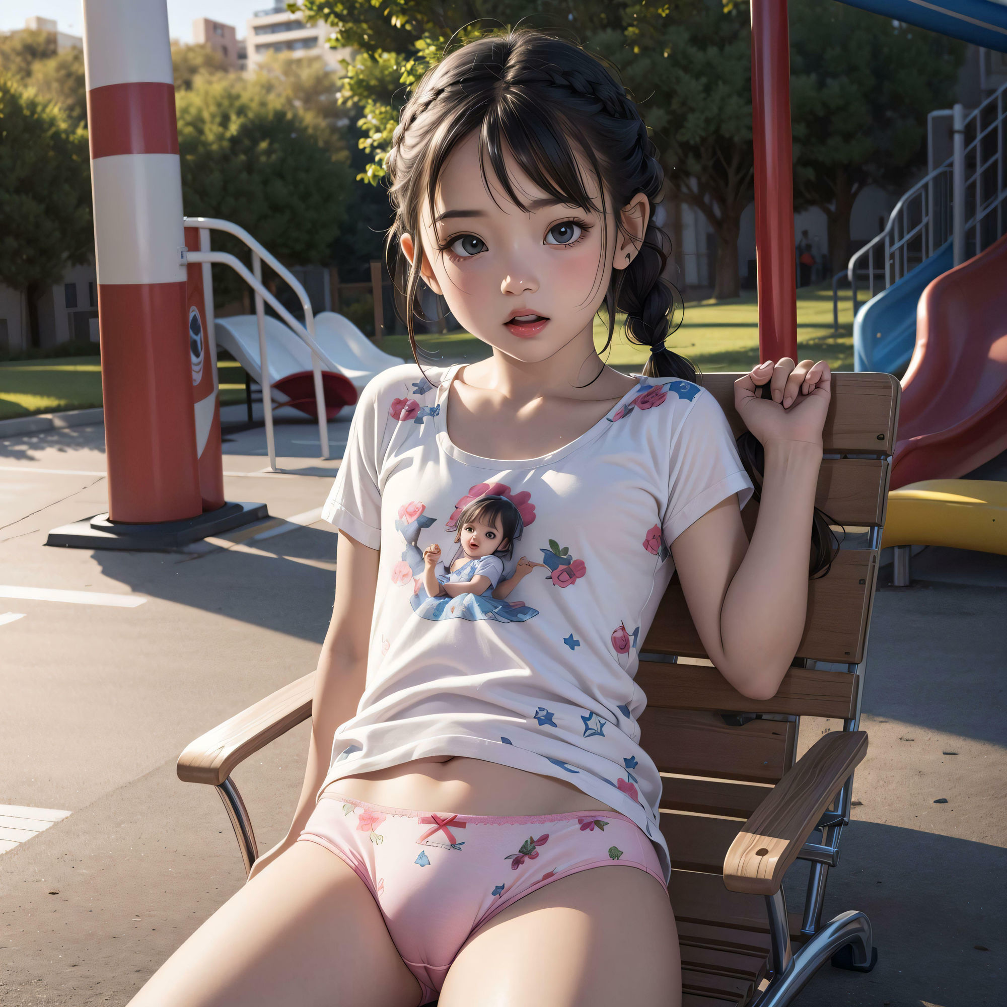 今日は公園に下着姿の