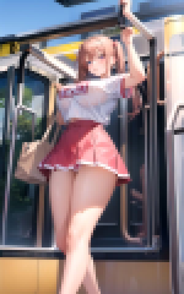 いきなり電車でパンチラ