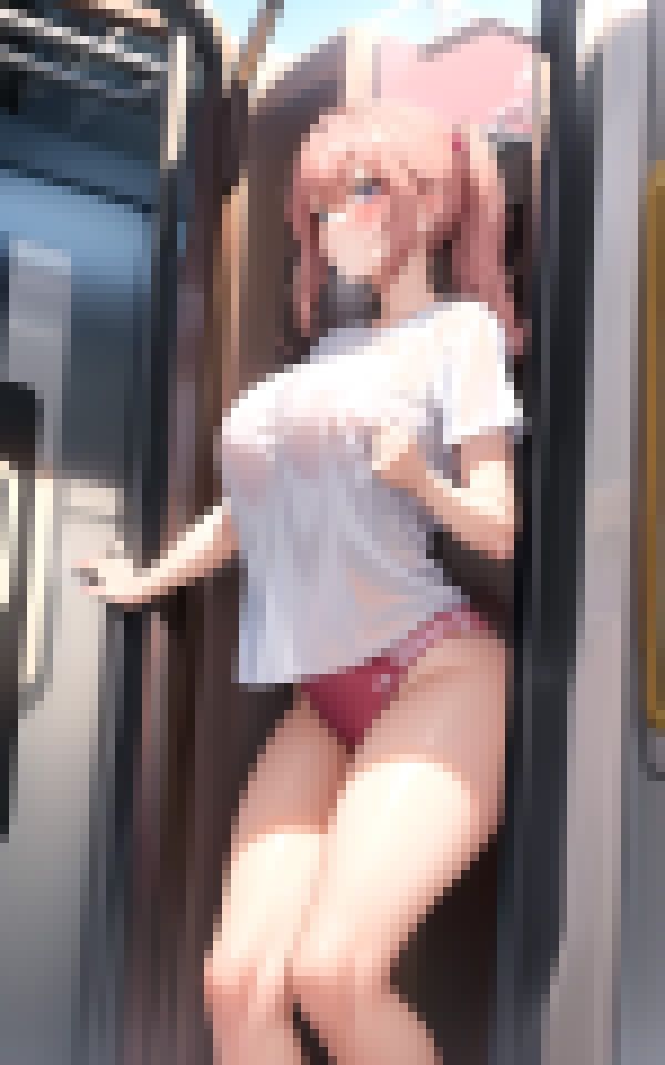 いきなり電車でパンチラ