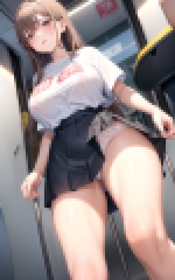 いきなり電車でパンチラ