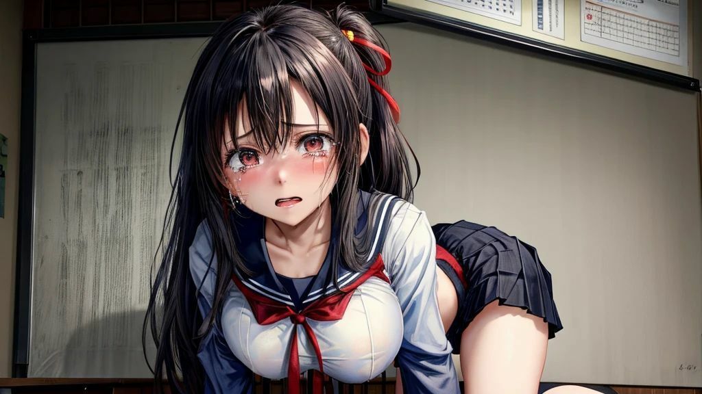 巨乳むき出し！凌●されつくされた絶望的な顔のJKイラスト【197枚】