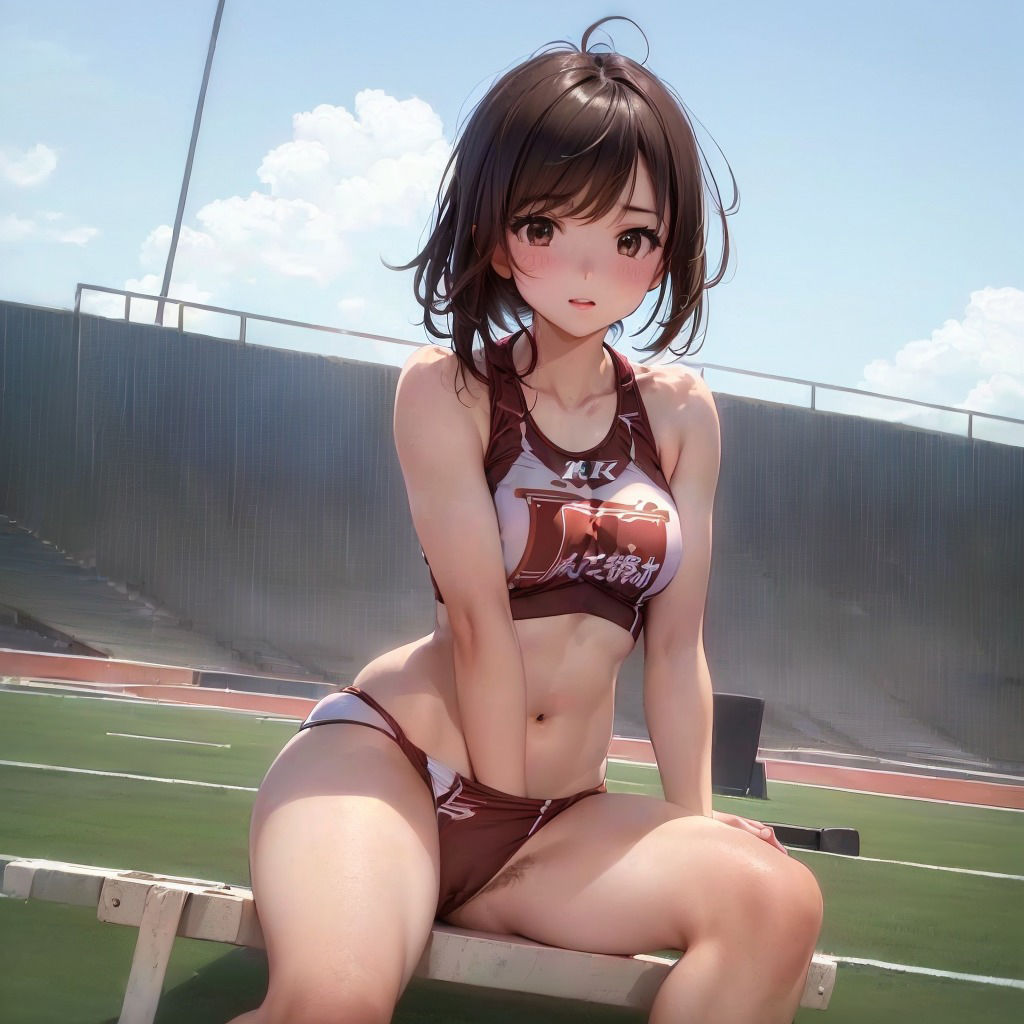 油断大敵！剛毛陸上女子甘々な処理激写！