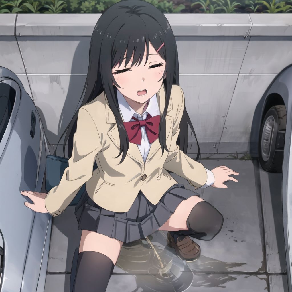 見られちゃった…野外おしっこ女子◯生2(アニメ絵)