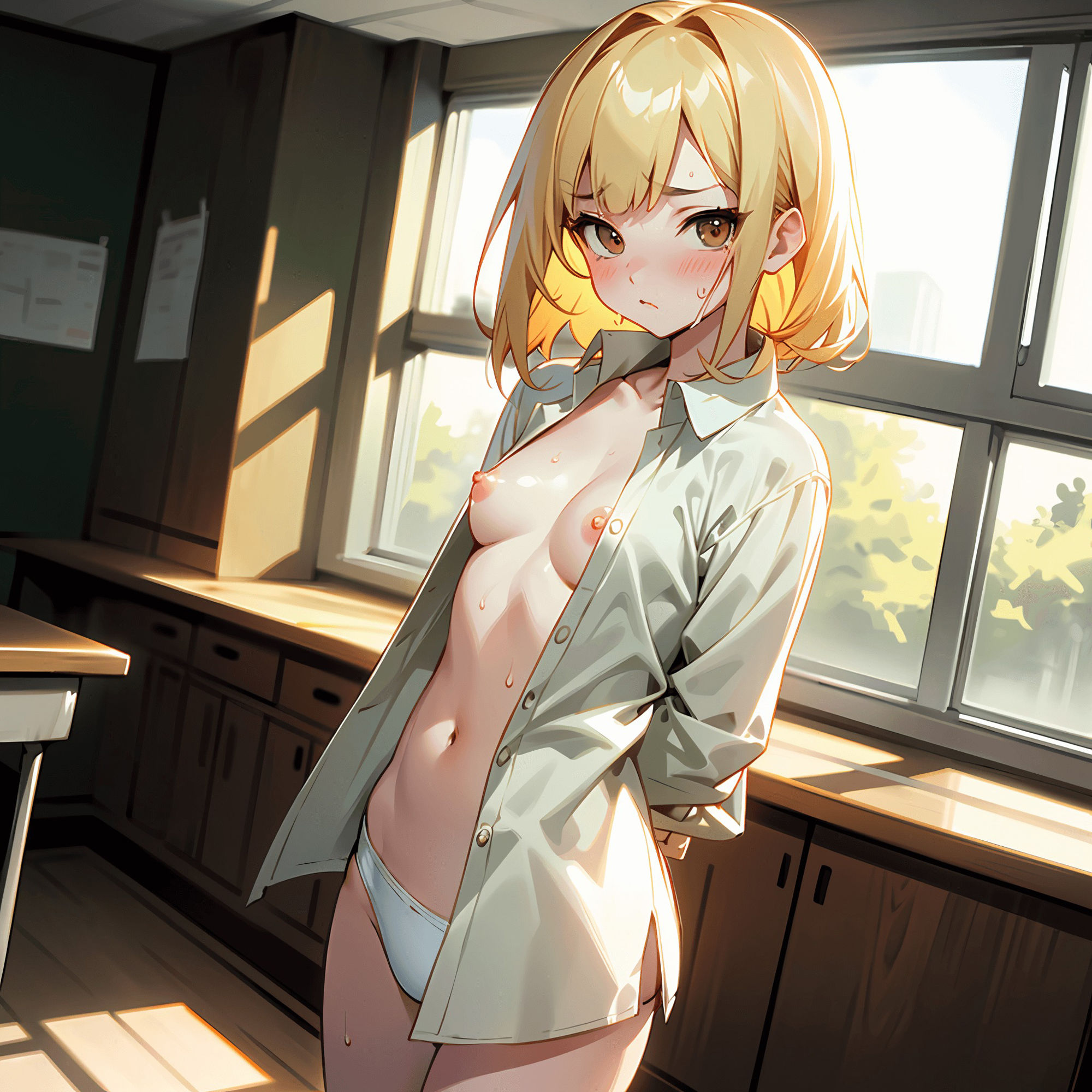 学園中の女子のおっぱいを目撃せよ！処女JKと教室で二人きりになったら、おっぱいを見れた件…学生服のボタンを開けると膨らみたての胸があらわに…