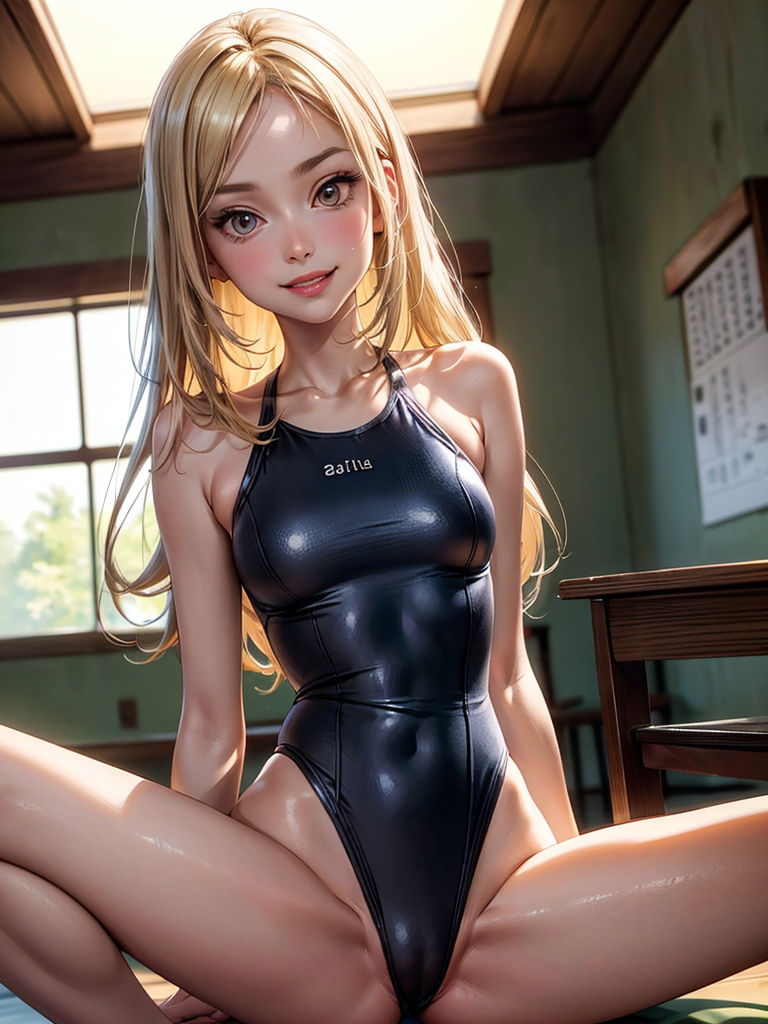 なぜかマンスジを見せつけてくる競泳水着美少女Vol.1