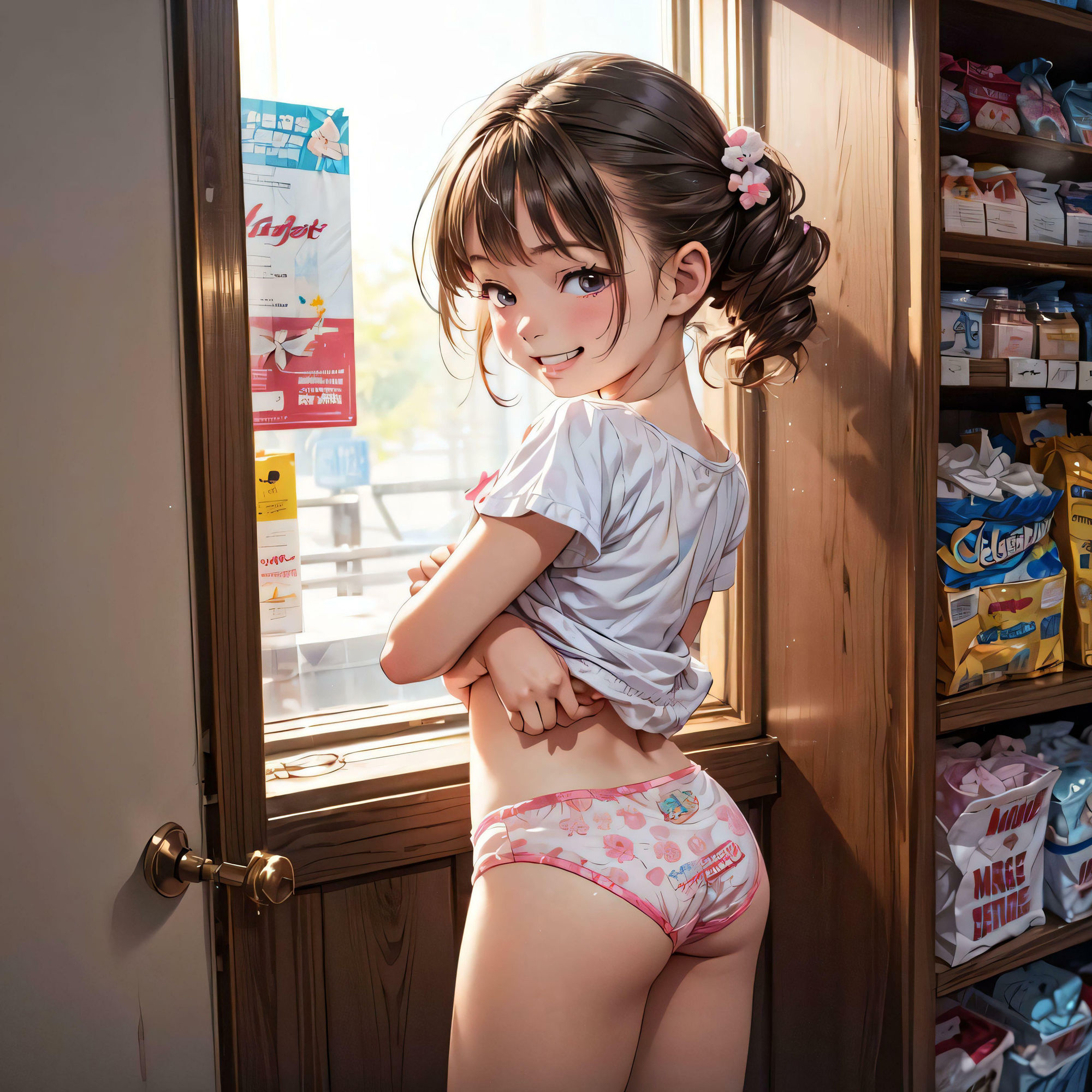 ちっぱい綿パンツ汗で透ける