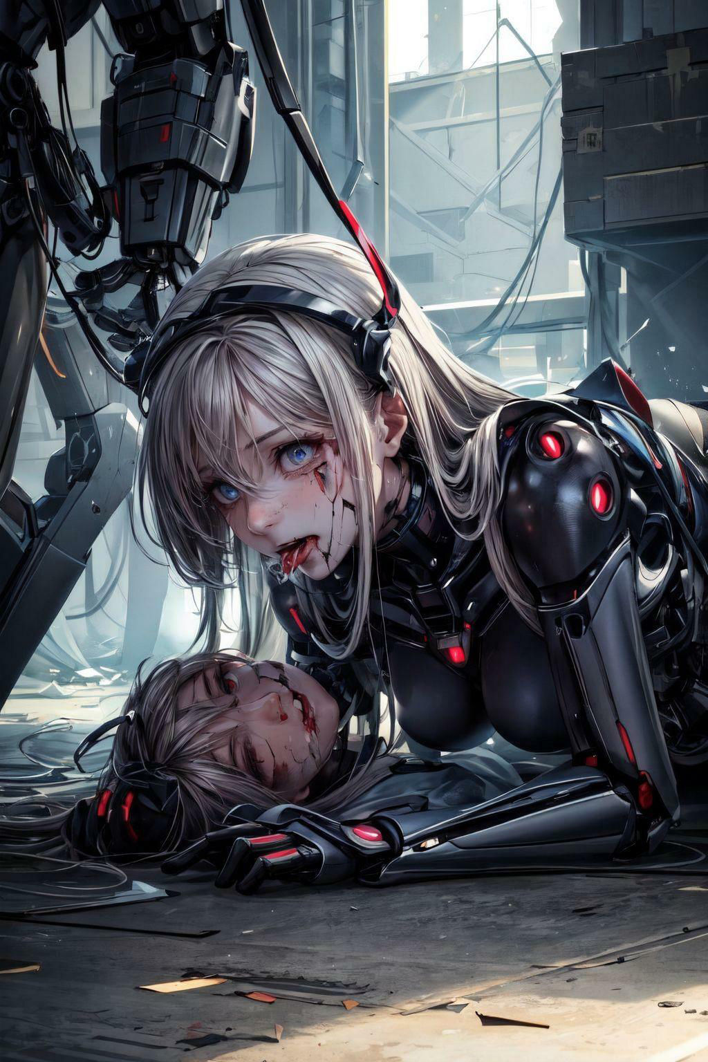 無理矢理戦争に駆り出され、ボロボロになぶられるアンドロイド美女たち