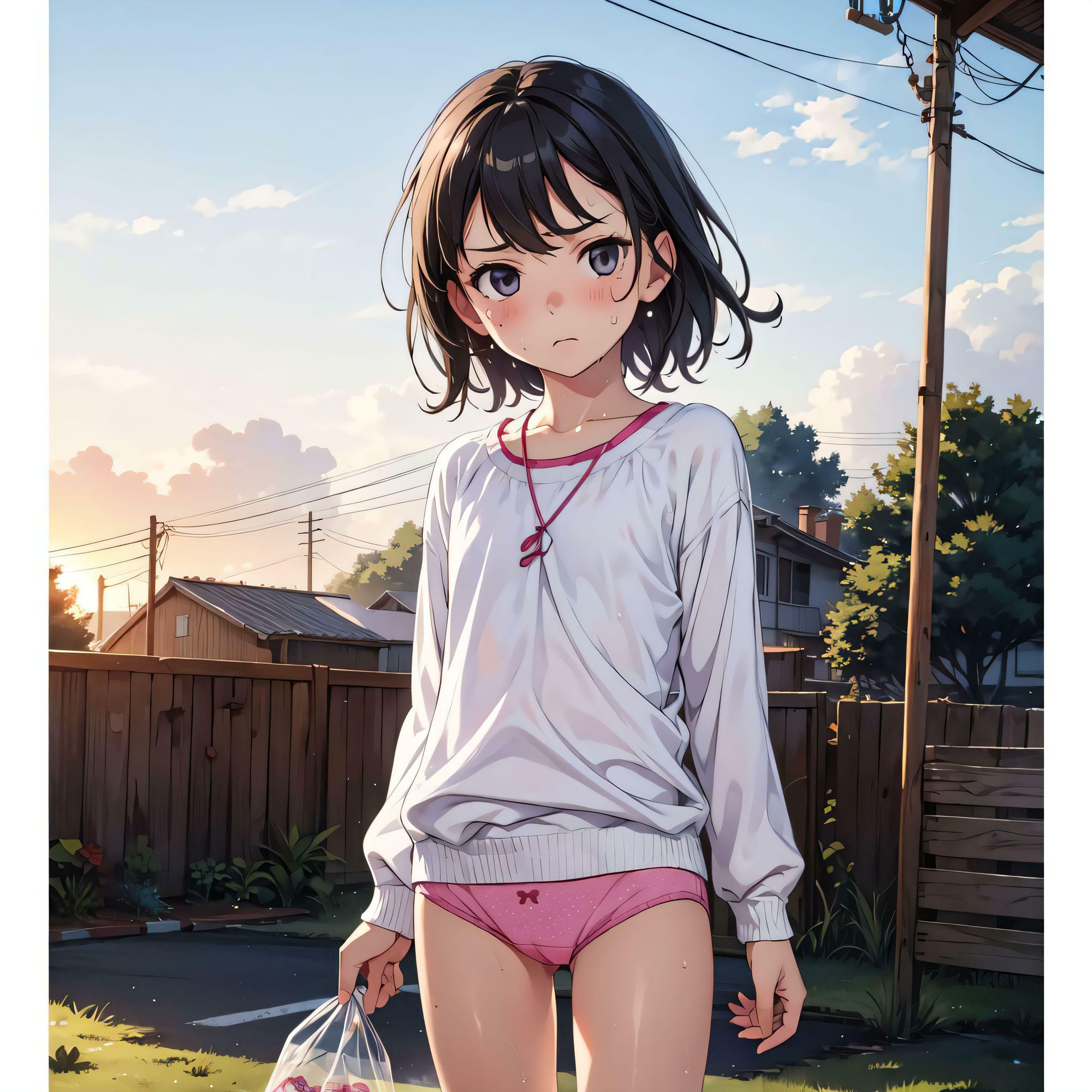 警戒しているくせに パンツ丸出しで可愛い