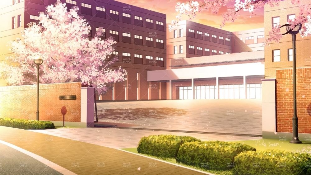 みにくる動く背景CG素材集『桜舞う学園』part01