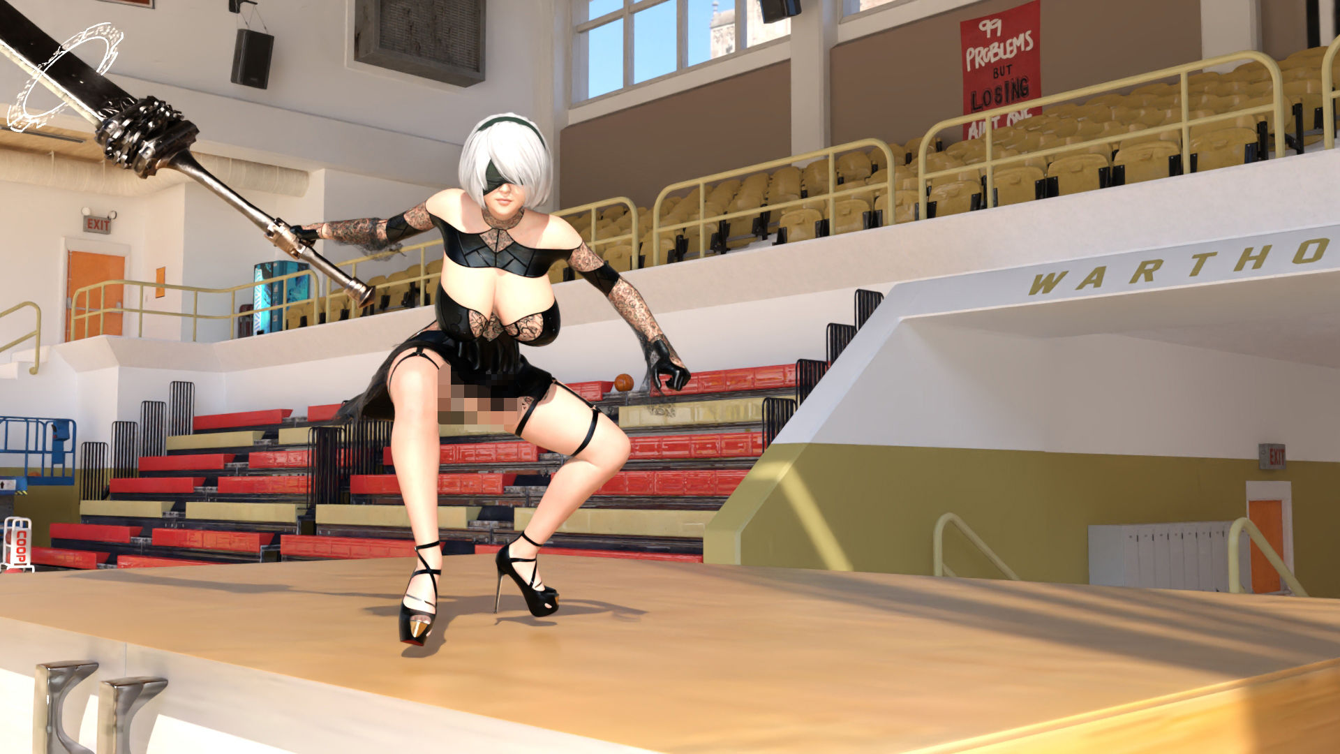 【▲100】珍粕祭（ちんかすさい）での目玉イベント「コスプレ選手権」のファイナリスト女性達のスカートの中が舞台に仕掛けられた隠しカメラによって盗撮されていた件（04_廻里:ゴスロリ服の銀髪戦士その3）