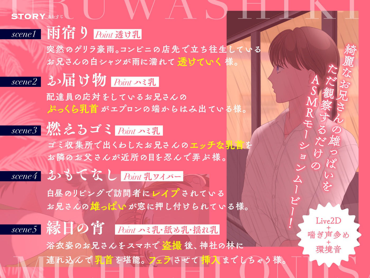 BL★ASMRアニメ】麗しきハミ乳お兄さんの日常〜透け乳・揺れ乳・乳ワイパー・雄っぱい好きにはたまらない乳づくし〜