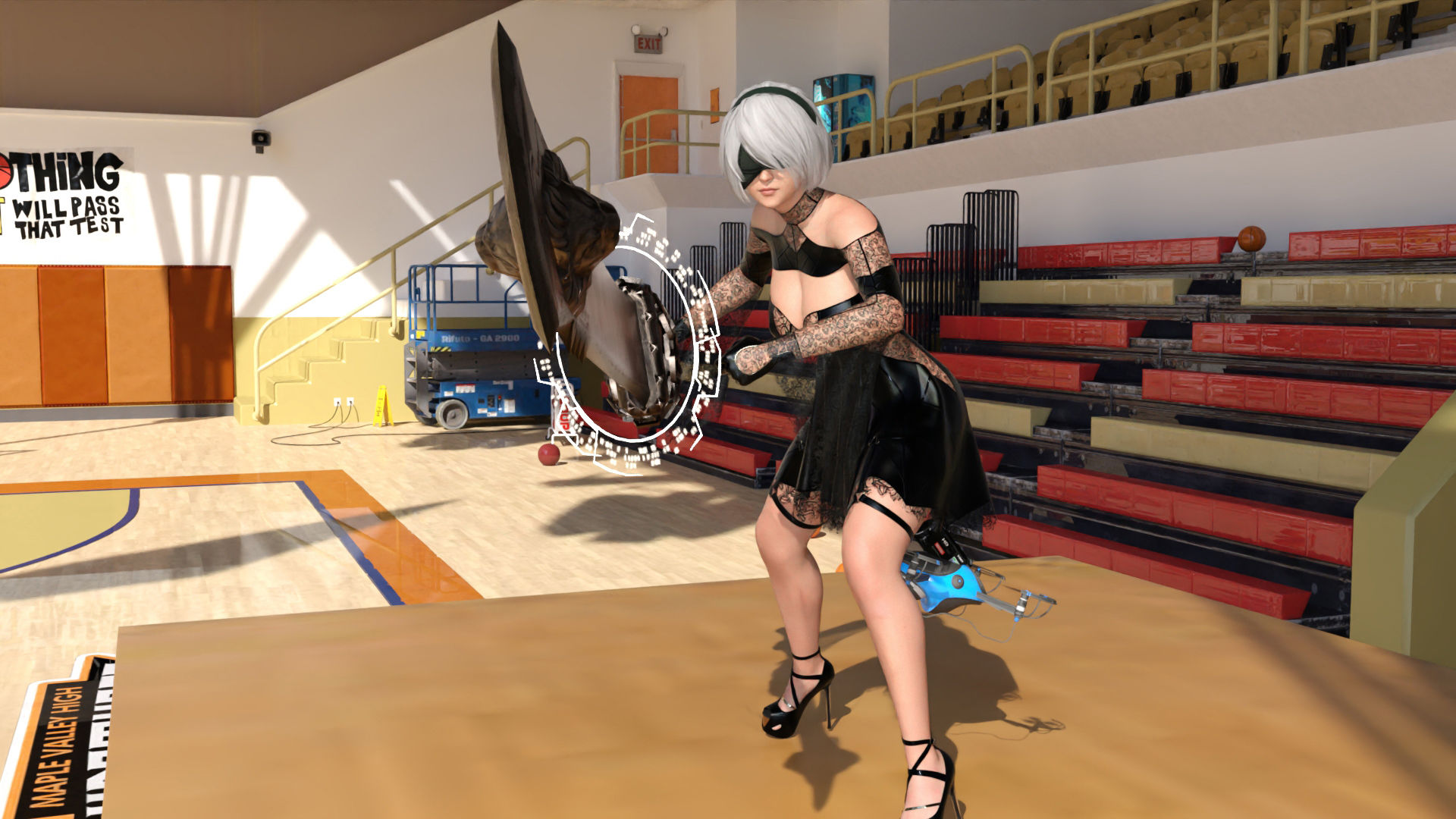 珍粕祭(ちんかすさい)での目玉イベント「コスプレ選手権」のファイナリスト女性達のスカートの中が舞台に仕掛けられた隠しカメラによって盗撮されていた件(07_廻里:ゴスロリ服の銀髪戦士その6)