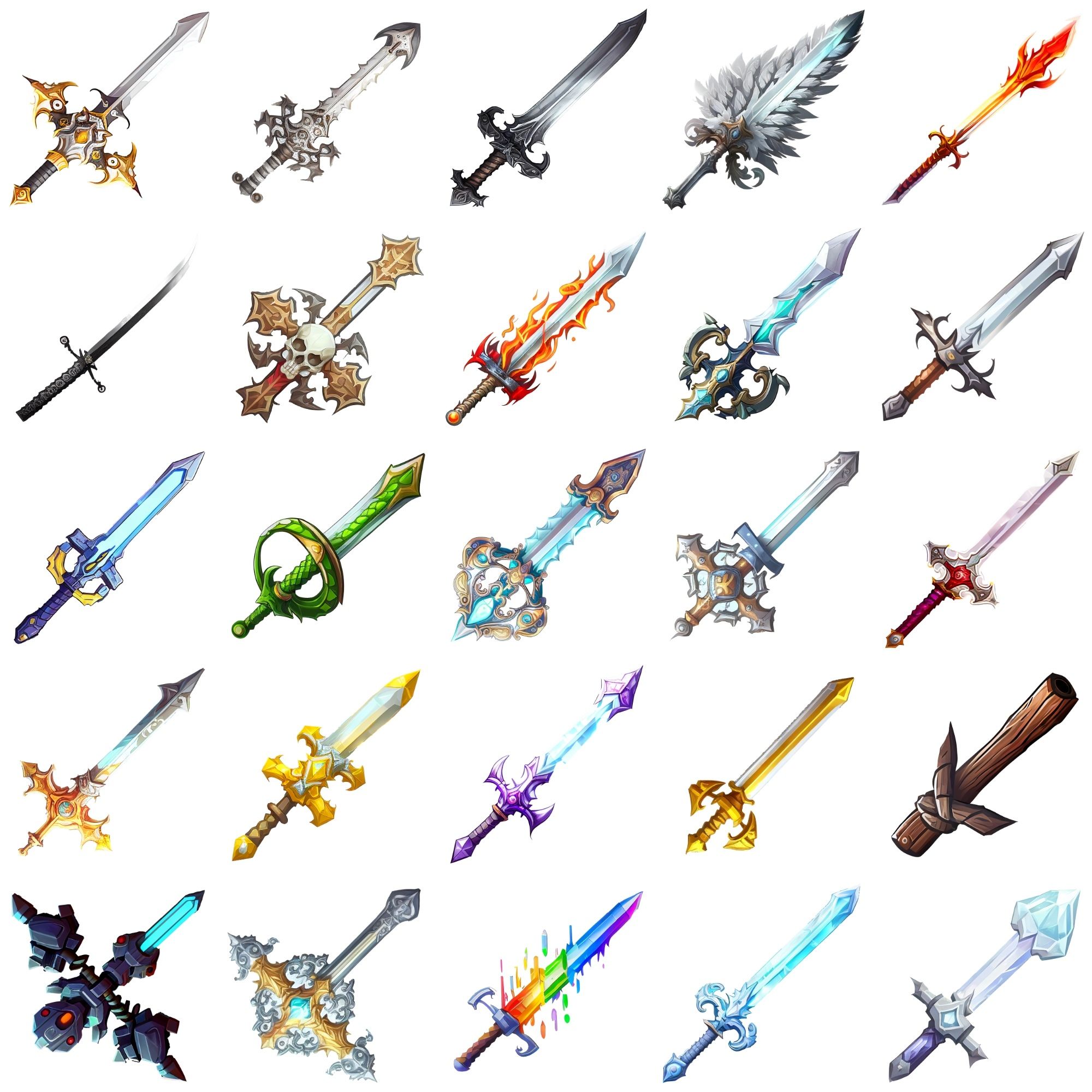 【剣のアイコンセット】著作権フリーの高解像度画像（100枚）